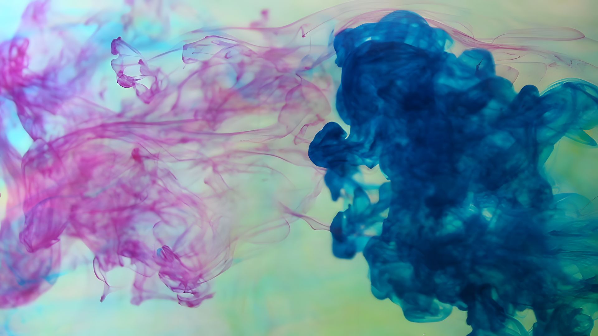 Pink and blue inks mixing in water